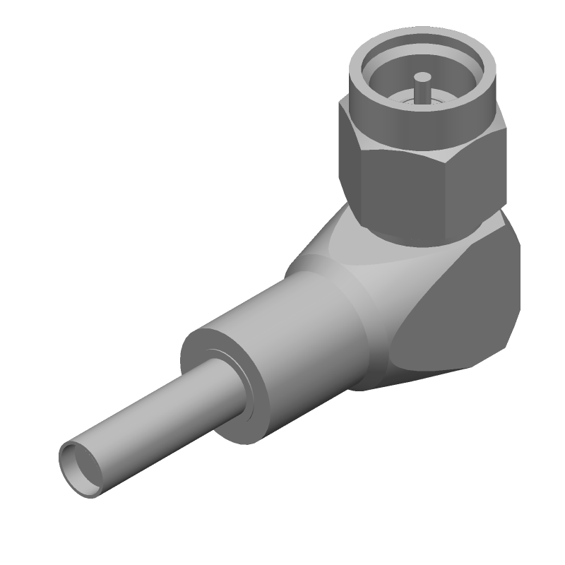 SMA RF Connector, 12.4GHz, 50 Ohm, Crimp, RA, Male, Gold