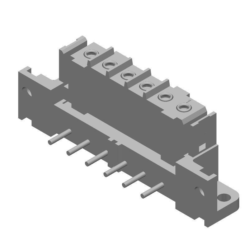 6 Pos Female Socket Connector, 7.5A, 600V, Gold Plating, Right Angle