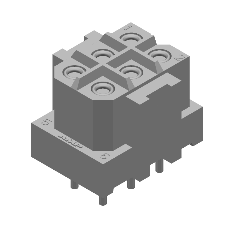 6 Pos Rectangular Connector, 14A, 600V, Female Socket, Solder, Thru-Hole
