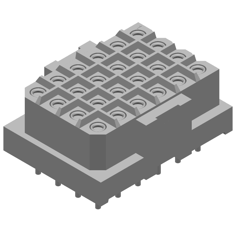 24 Pos Rectangular Connector, 600V, 7.5A, Tin Socket, Solder Thru-Hole