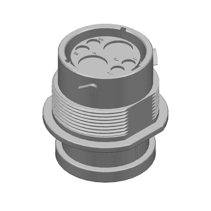 6 Pos Circular Connector, Crimp, Straight, Jam Nut