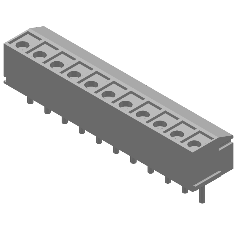 11 Pos 3.5mm RA Solder Terminal Block, 7A, 250V, Blue