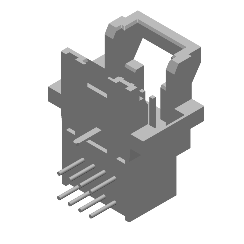 8 Pos 1.27mm RA Shrouded Header, Gold, Thru-Hole