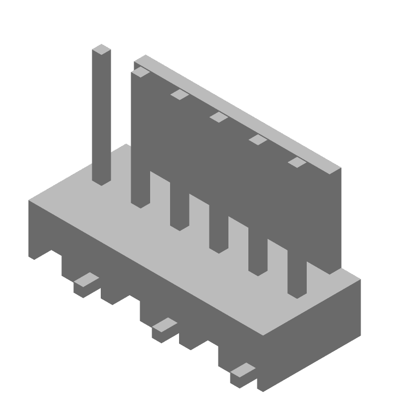 6P 2.54mm Pitch Wire-to-Board Header, 5A, Male, Tin-Lead