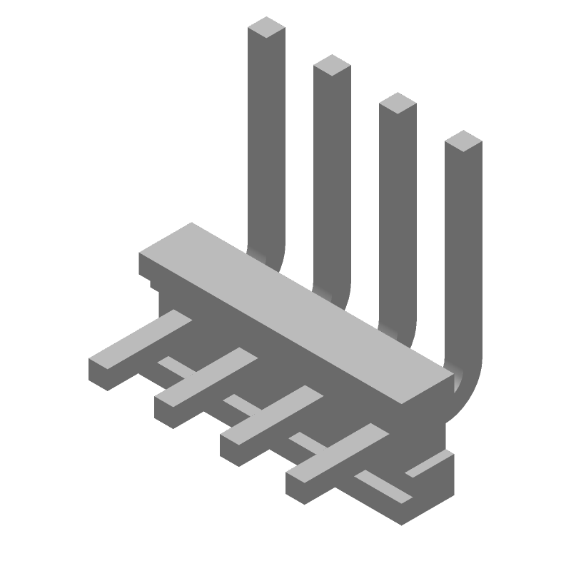 4 Pos RA Unshrouded Header, 7A, 3.96mm Pitch, Solder, Thru-Hole