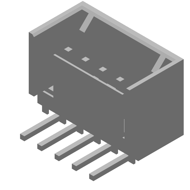 5 Pos 2.54mm RA Shrouded Header, Male Pin, 5A, Gold, Thru-Hole