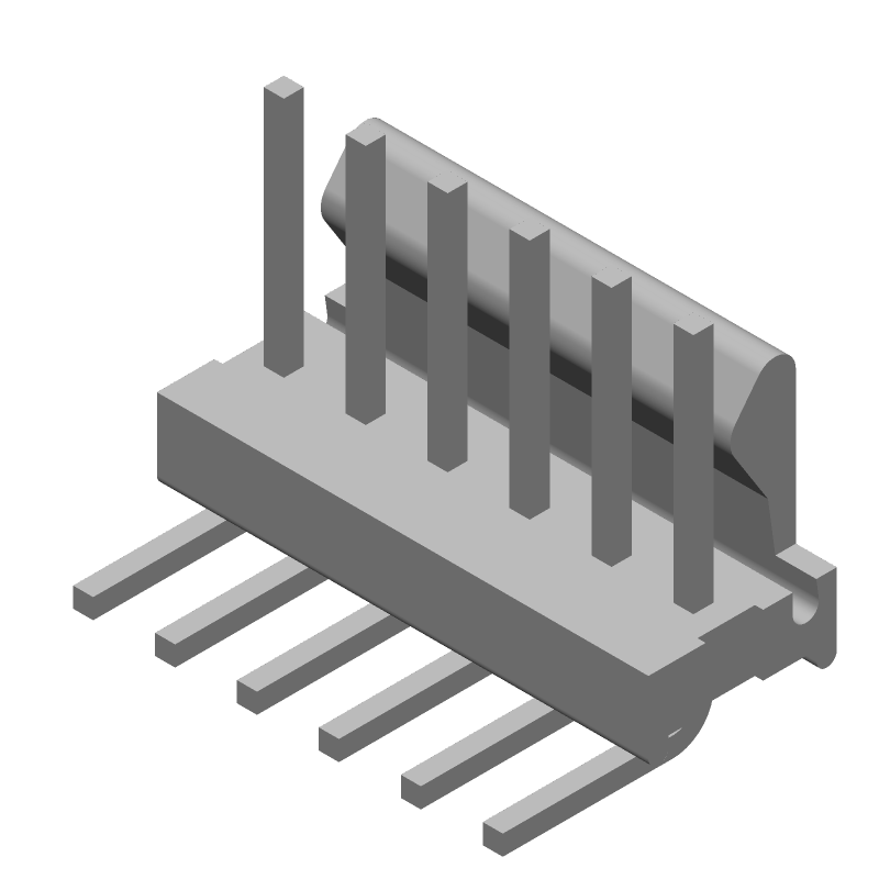 6 Pos 2.54mm RA Solder Header, Male, 5A, 250V
