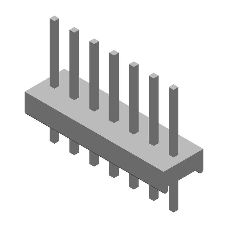 7 Pos 2.54mm Unshrouded Header, Male Pin, Gold, 5A, 250V, Thru-Hole