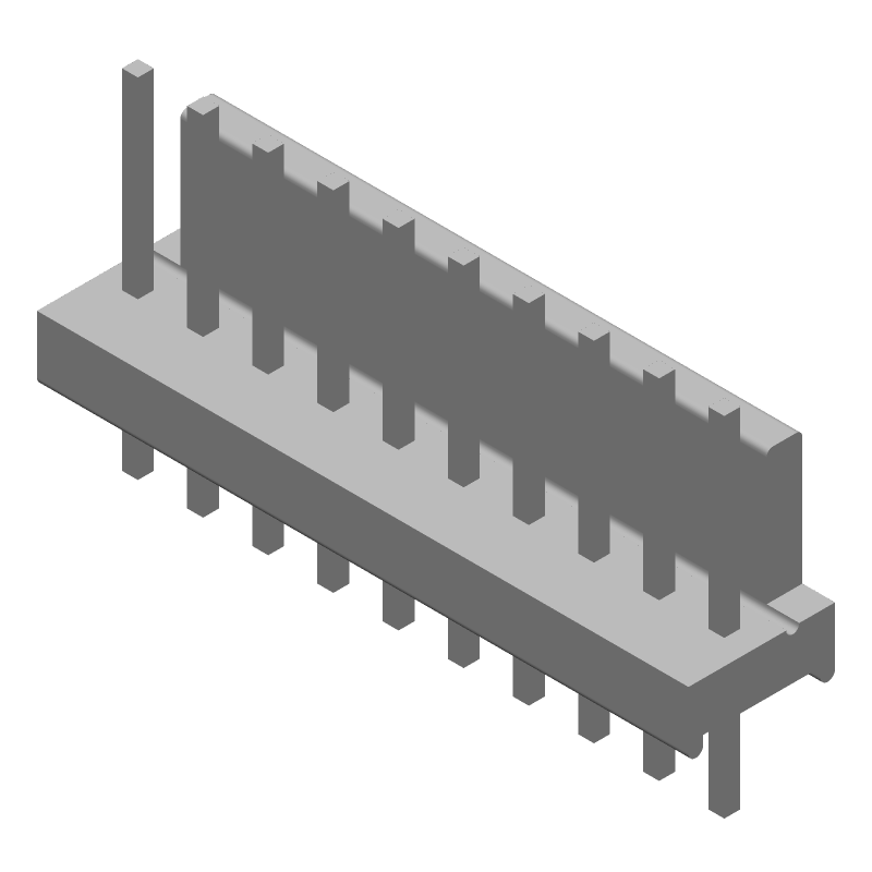 10 Pos 2.54mm Wire-to-Board Header, Male, Gold, 5A, Thru-Hole
