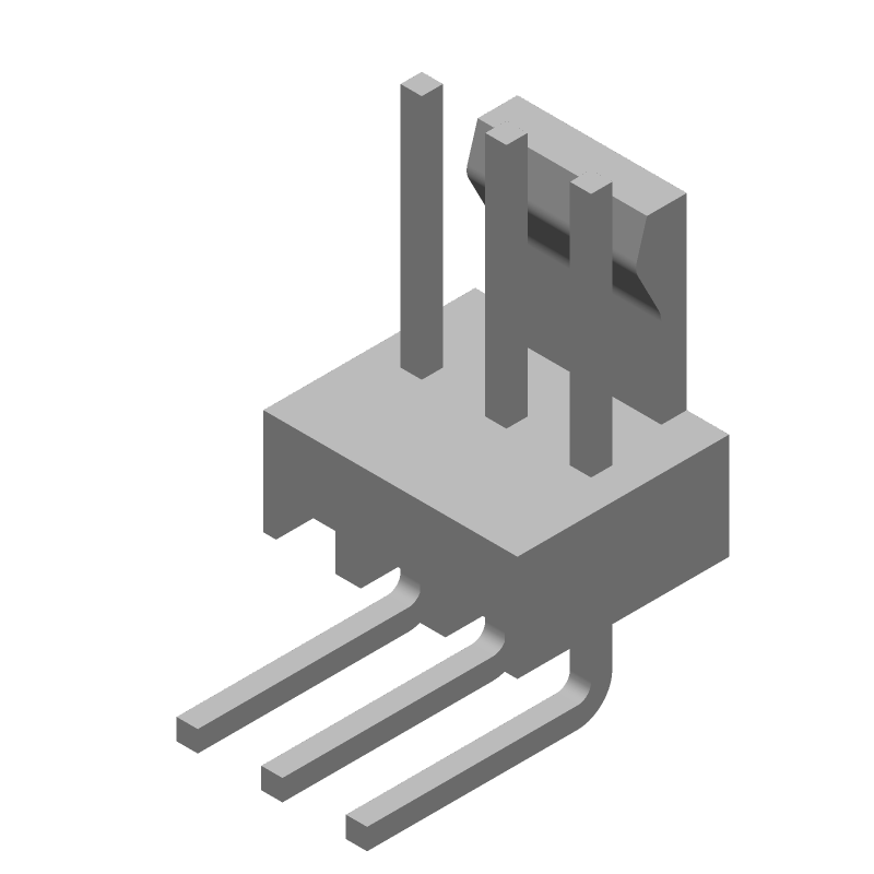 3 Pos 2.54mm RA Solder Header, 5A, Gold, PBT, UL94 V-0