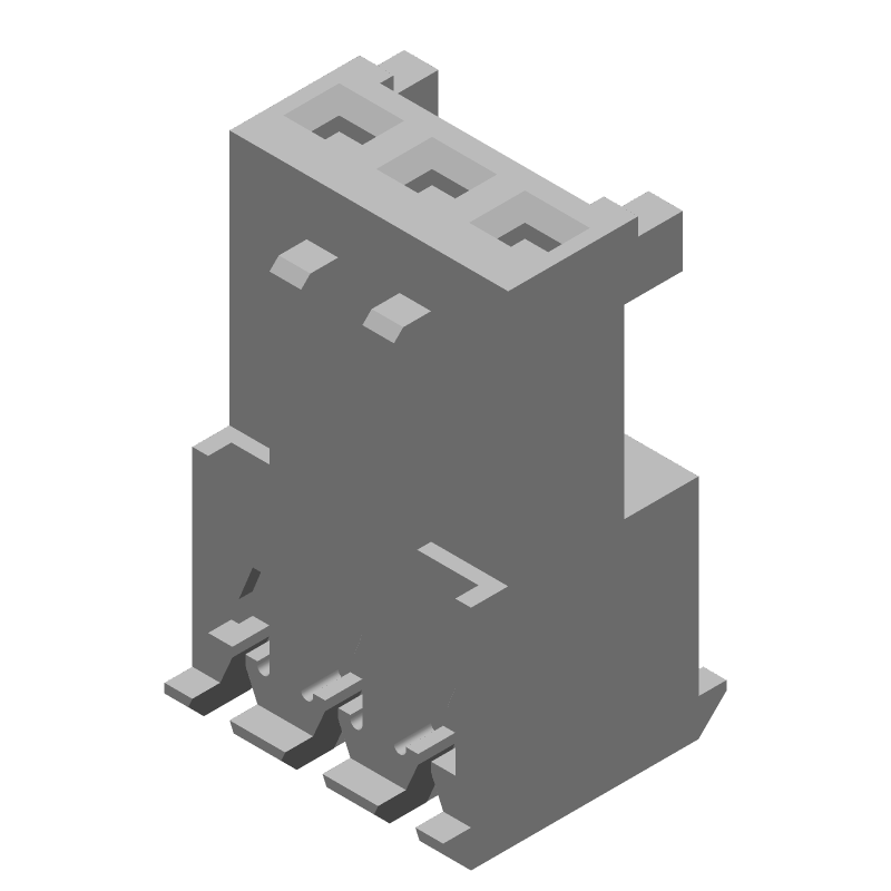 3 Pos 2.54mm IDC RA Female Connector, 5A, Gold/Tin Plating