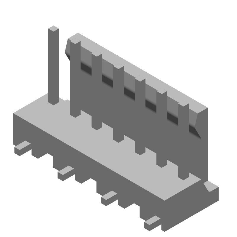 7 Pos 2.54mm Pitch MTA-100 Header, Vertical, SM, 5A, 250V, Gold/Tin