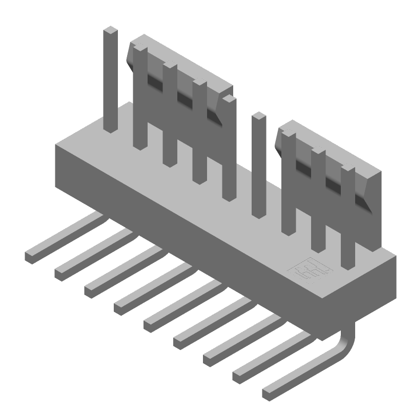 9 Pos 2.54mm RA Solder Header, Wire-to-Board, 5A, Gold/Tin Plating