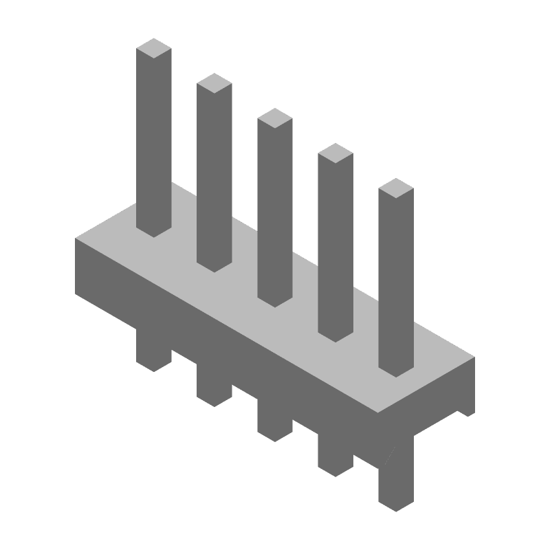 5 Pos Wire-to-Board Header, 7A, Gold, Straight, Through Hole