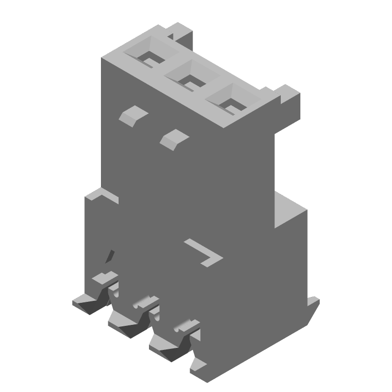 3 Pos 2.54mm IDC Receptacle, 5A, 250V, RA, Unshrouded