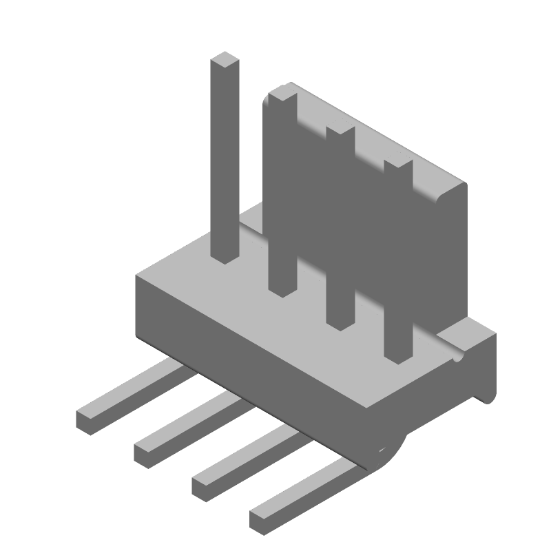 4 Pos 2.54mm RA Solder Header, 5A, Gold Contact