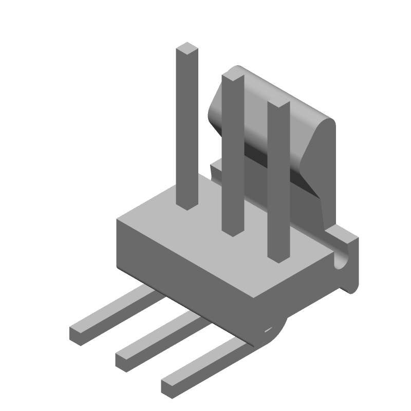 3 Pos 2.54mm RA Solder Header, Wire-to-Board, Gold Contact, 5A