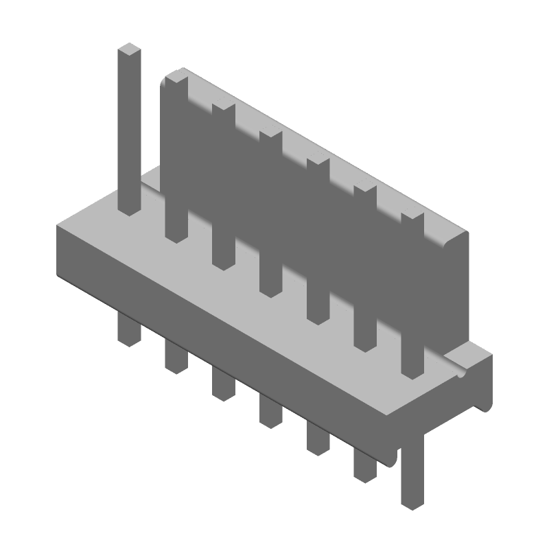 Wire-to-Board Header, 7 Pos, 2.54mm Pitch, Gold, 5A, Thru-Hole