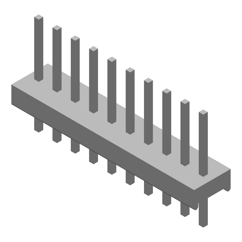 10 Pos 2.54mm Header, Male Pin, Gold, 5A, Thru-Hole