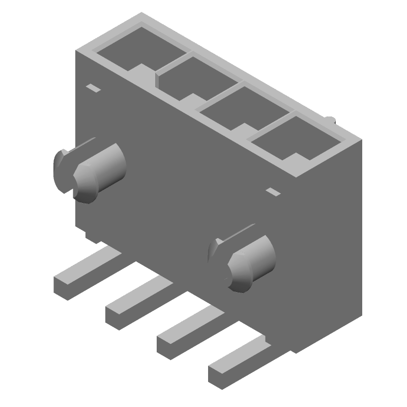 4 Pos Power Connector, 9A, 600V, RA Solder, Thru-Hole