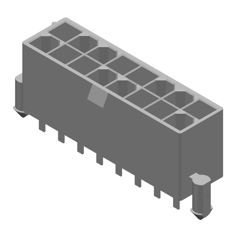 16 Pos Power Connector, 9A, 600V, Straight, Solder, Thru-Hole
