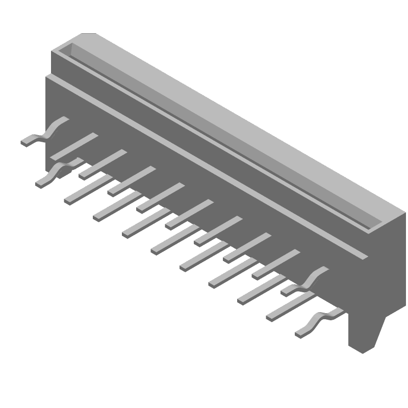 FPC Connector, 20 Pos, 1mm Pitch, RA Thru-Hole, 1A, 125V