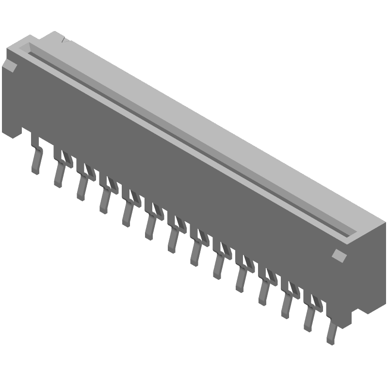 27 Pos FFC/FPC ZIF Connector, 1.25mm Pitch, Straight, Thru-Hole