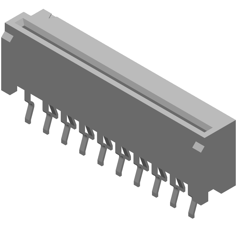 FFC/FPC Connector, 19 Pos, 1.25mm Pitch, ZIF, Straight, Thru-Hole
