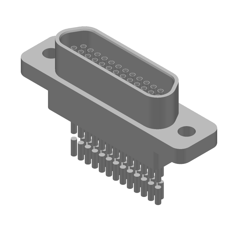 CONNECTOR,D-SHELL,CABLE MNT,RECEPT,25 CONTACTS,SKT,0.05 PITCH,WIRE TERMINAL,HOLE .087-.098