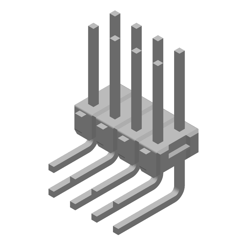 8 Pos 2.54mm RA Thru-Hole Unshrouded Header, Gold Contacts
