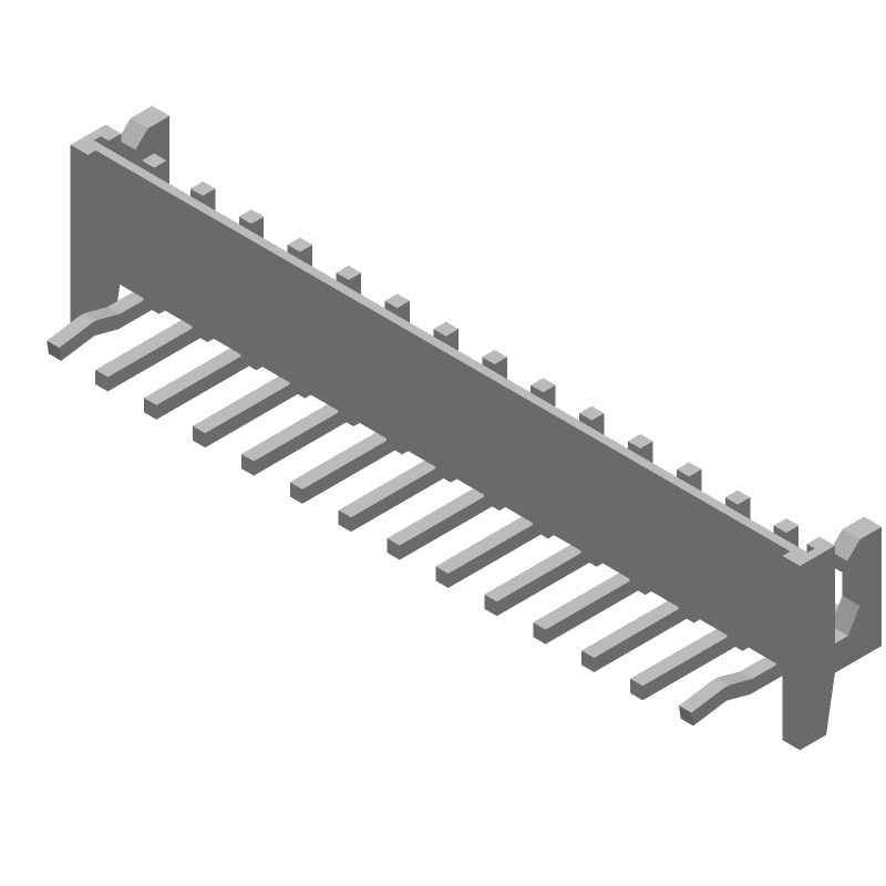 14 Pos 2.5mm RA Shrouded Header, 3A, Tin, Thru-Hole