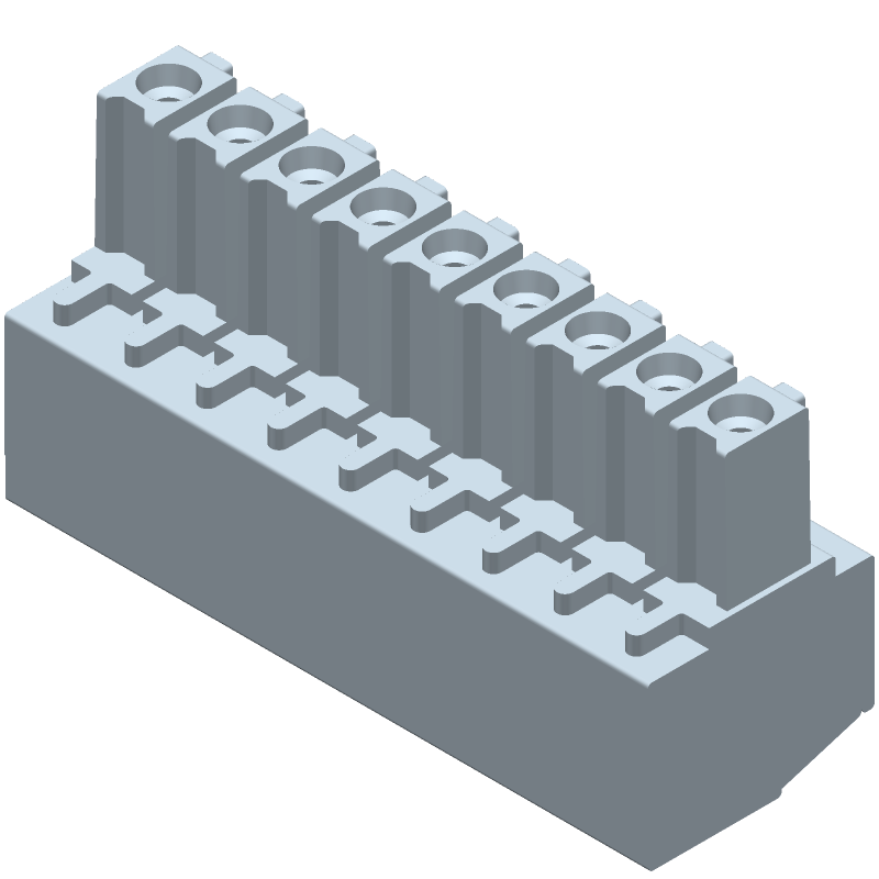 9 Pos 3.5mm RA Terminal Block, 11A, 300V, Blue, UL94 V-0