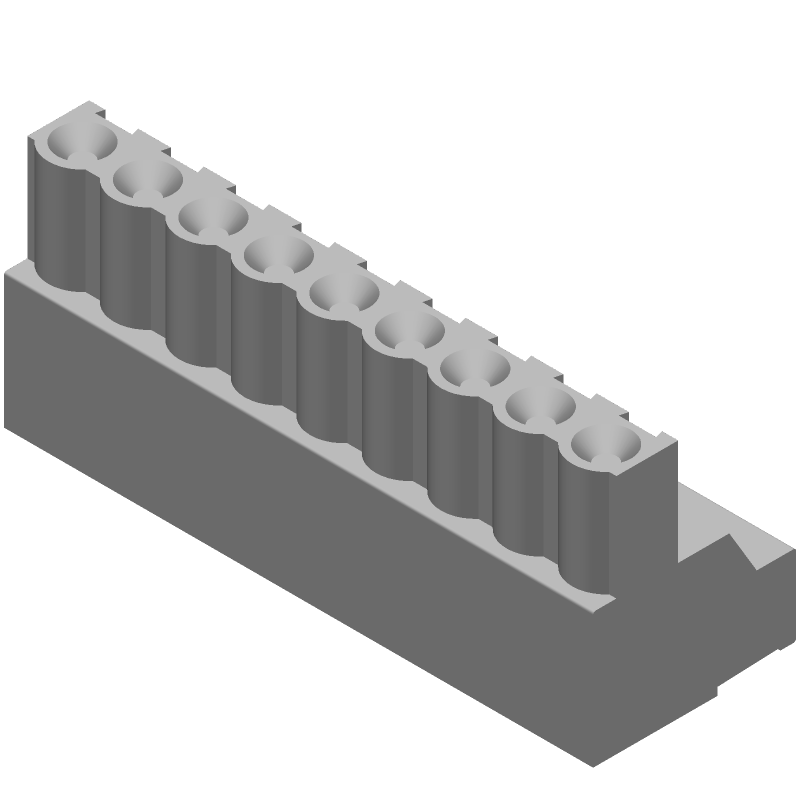 9 Pos 5mm RA Terminal Block, 15A, 300V, Cable Mount