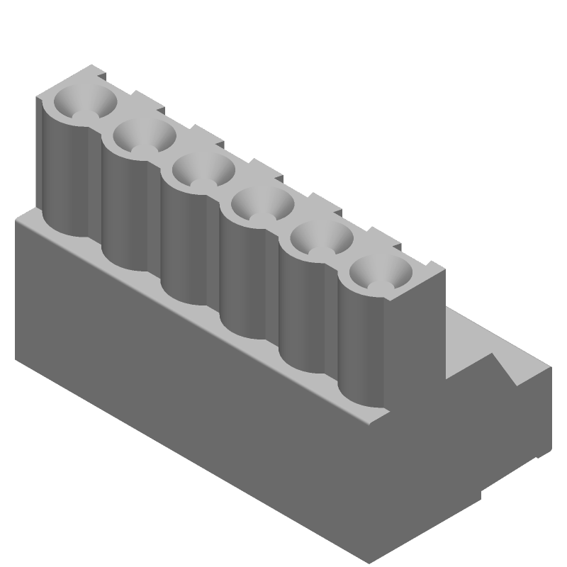 6 Pos 5mm RA Screw Terminal Block, 15A, 300V, Cable Mount
