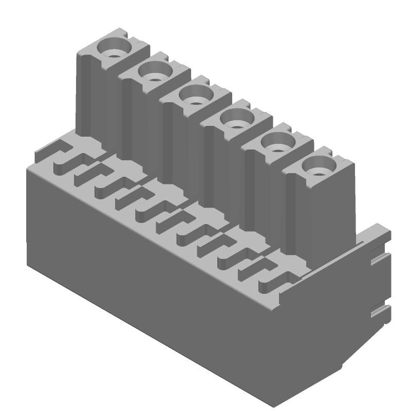 6 Pos RA Terminal Block, 3.81mm Pitch, 11A, 300V, Green