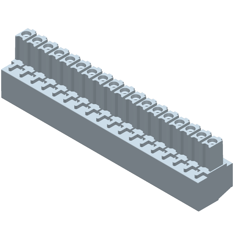 18 Pos 3.5mm Pitch RA Terminal Block, 11A, 300V, Blue