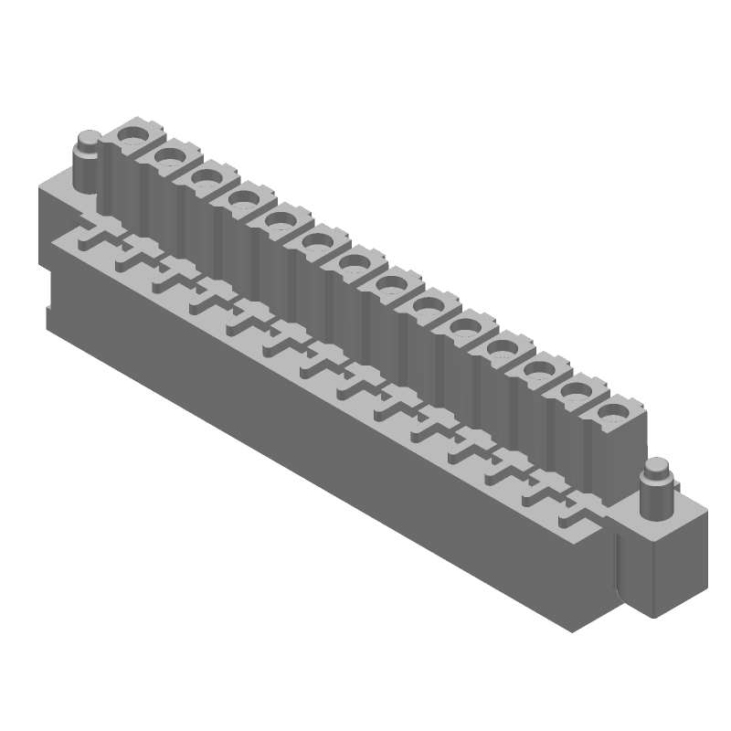 14 Pos 3.81mm Pitch RA Terminal Block, 11A, 300V, Green