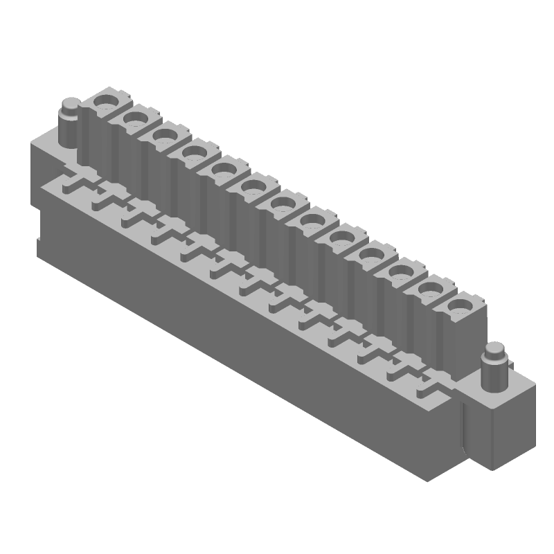 13 Pos 3.81mm Pitch RA Screw Terminal Block, 11A, 300V, Green