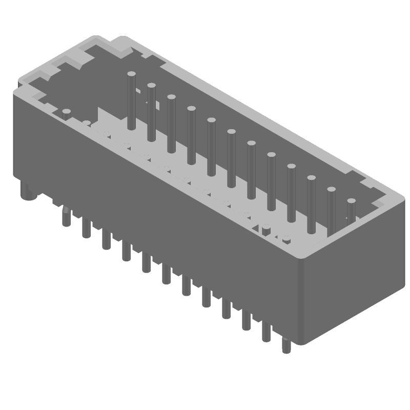 24 Pos 2mm Shrouded Header, Male, Straight, Solder, Thru-Hole, 4A