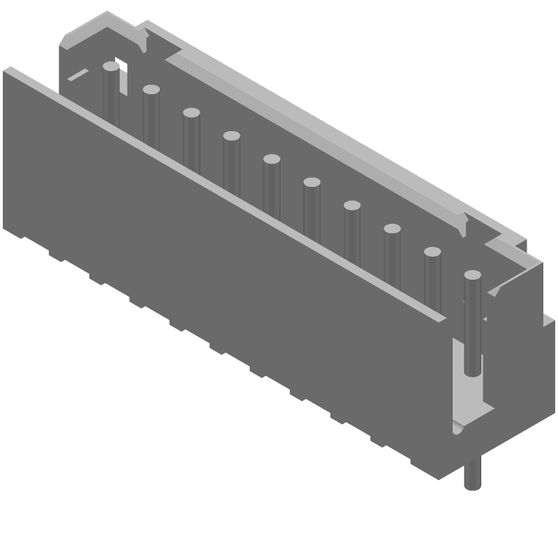 10 Pos 2mm Pitch Shrouded Header, Male, Gold, 4A, 125V, Thru-Hole