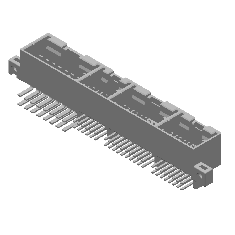 64 Pos Signal Connector, Female, Straight, Tin Plated Brass, 2.5mm Pitch