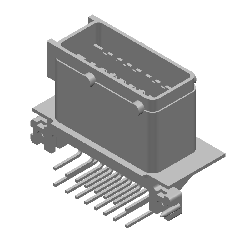 16 Pos Power Connector, Right Angle, Tin Plated Brass