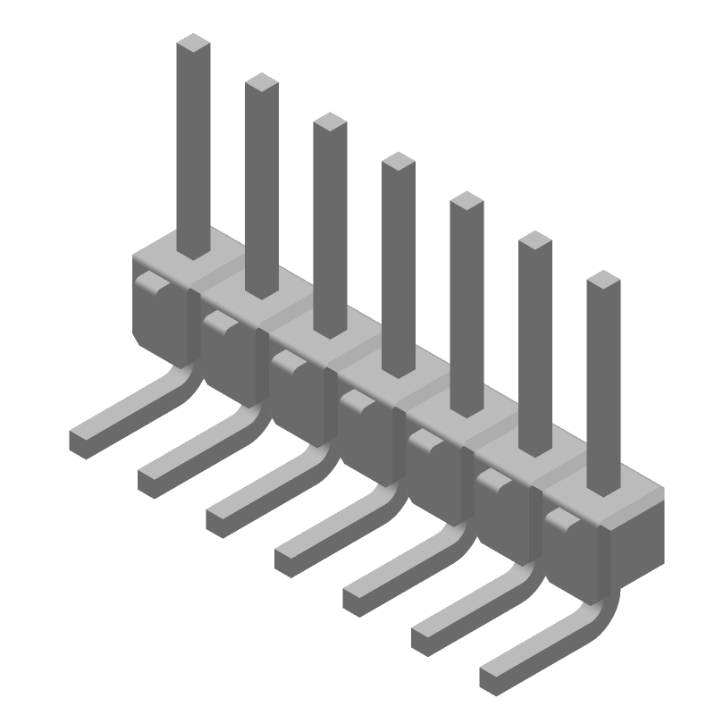 Conn Unshrouded Header HDR 7 POS 2.54mm Solder RA Thru-Hole Box
