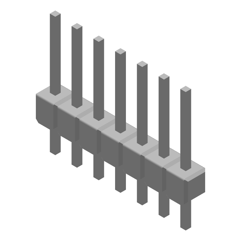 7 Pos Male Pin Header, 2.54mm Pitch, Gold Plated