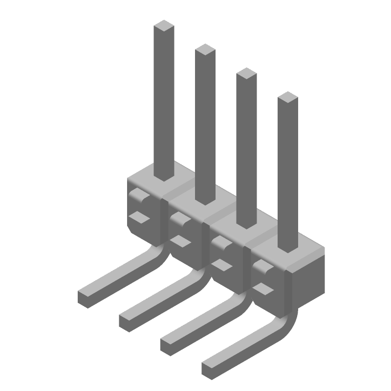 Conn Unshrouded Header HDR 4 POS 2.54mm Solder RA Thru-Hole Box
