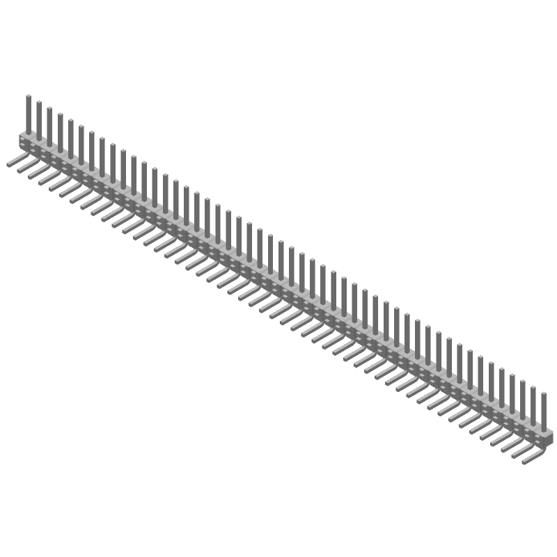 50 Pos 2.54mm RA Thru-Hole Unshrouded Header, 5A, Tin Plated