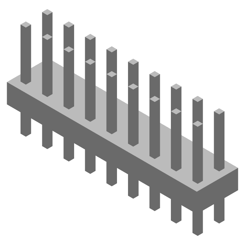 18 Pos 2 Row Straight Header, 2.54mm Pitch, 3A, Gold/Tin/Lead