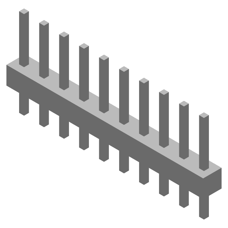 10 Pos 2.54mm Straight Header, Male, 3A, Gold/Tin/Lead