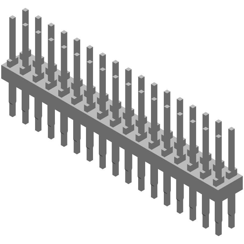 34 Pos 2.54mm Press Fit Header, Vertical, 3A, Gold/Tin/Lead