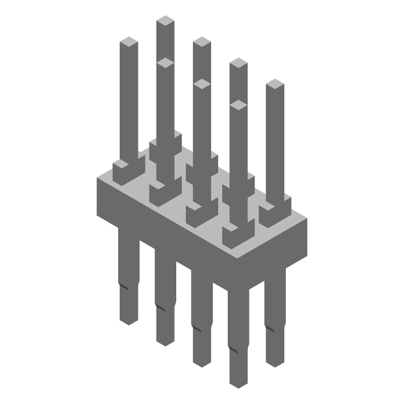 8 Pos 2.54mm Press Fit Header, Male, 3A, Gold/Tin/Lead, Vertical